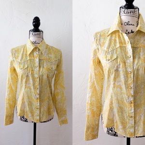 Banana Republic Yellow Floral Button Down Shirt